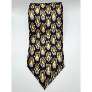 Daniel de Fasson Men's Necktie‎ Black Gold Gray Patterned Silk Tie